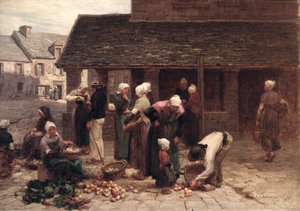 Markedspladsen i Ploudalmezeau, Bretagne, 1877